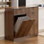 Armoire à ordures double inclinable, armoire à linge avec 2 tiroirs, noyer, texture ondulée (ne pas inclure la poubelle)