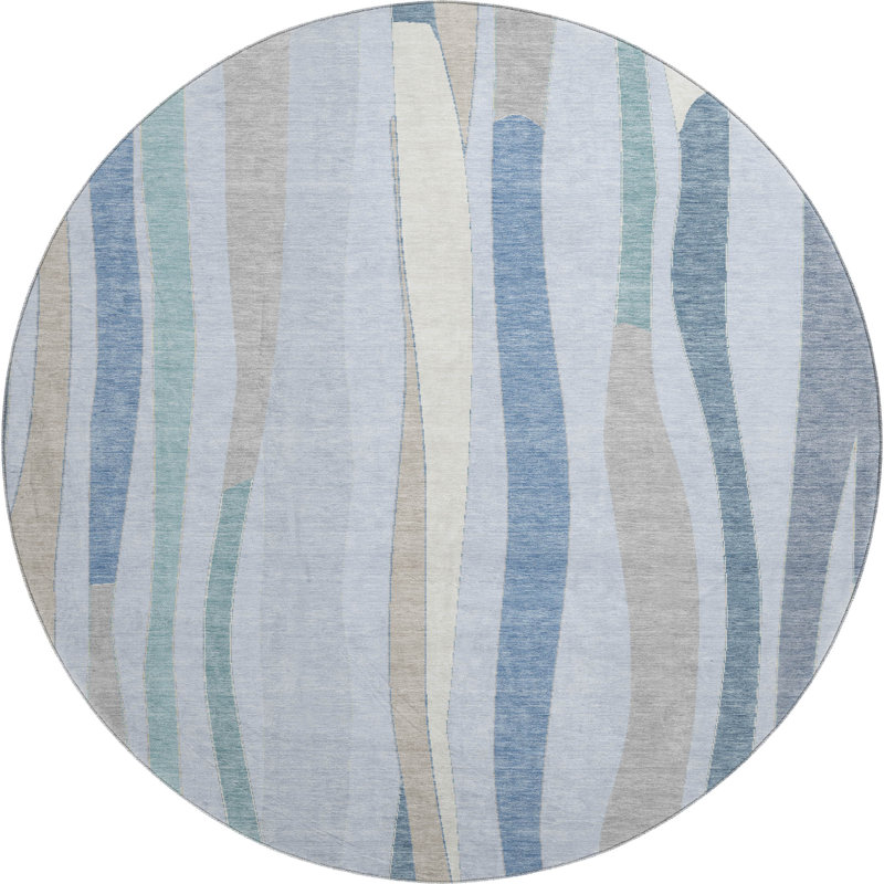 Tapis de qualité supérieure lavable à la machine Mayfield AMF2188, Ciel, Rond 8 pi
