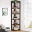 70.87" Tall 6-Tier  Rustic Brown Corner Bookshelf Storage Shelf For Living Room & Office