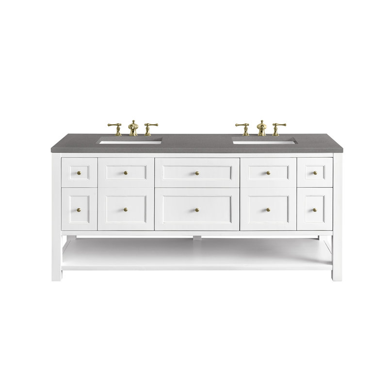 Breckenridge 72'' W Double Vanity, Bright White, Phantome Eclos, 8" Widespread