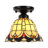 Tiffany Stained Glass Ceiling Light Retro Vintage Ceiling Light Fixture E26 Bulb Base