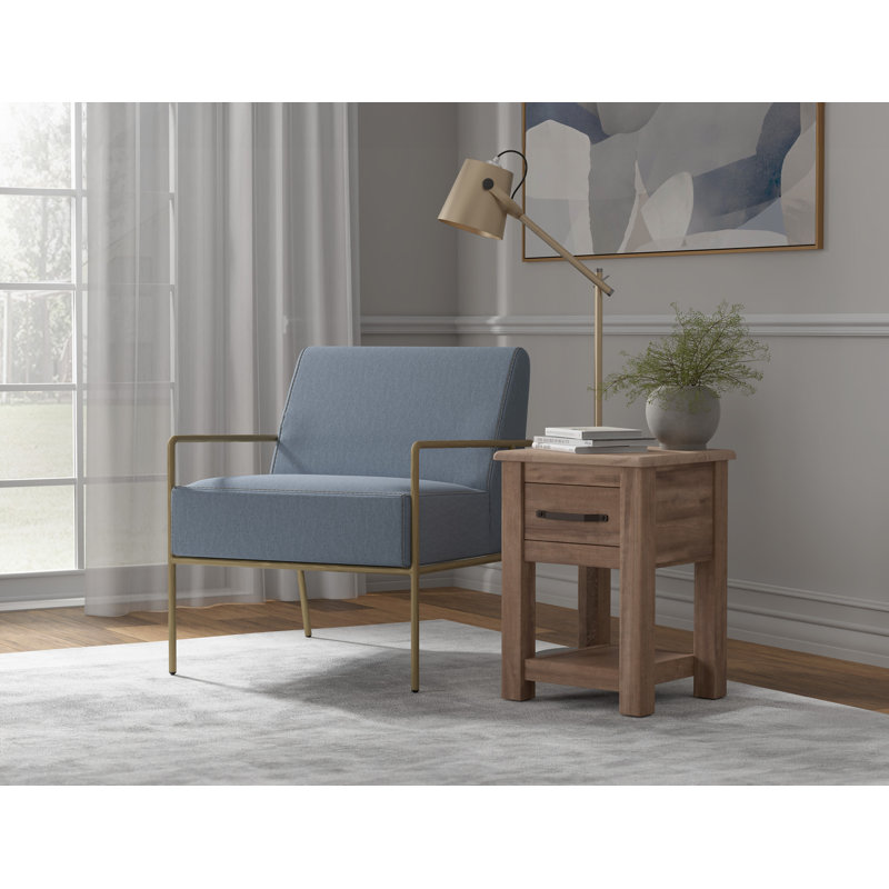 Structure en bois et base en métal, fauteuil