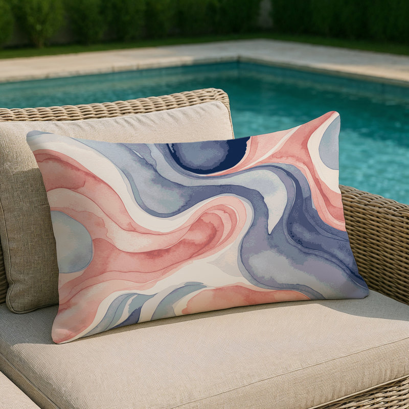 Blush Cascade Indoor And Outdoor Throw Pillow, Rectangle 14"H x 20"W