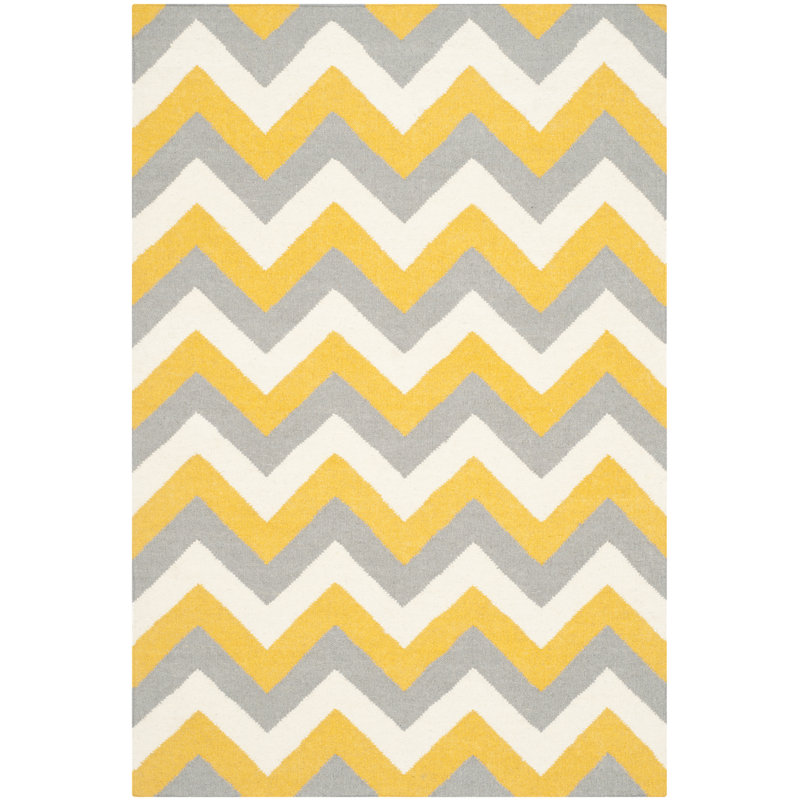 Ezekiel Chevron Wool Hand Woven Area Rug, Rectangle 122 x 183 cm