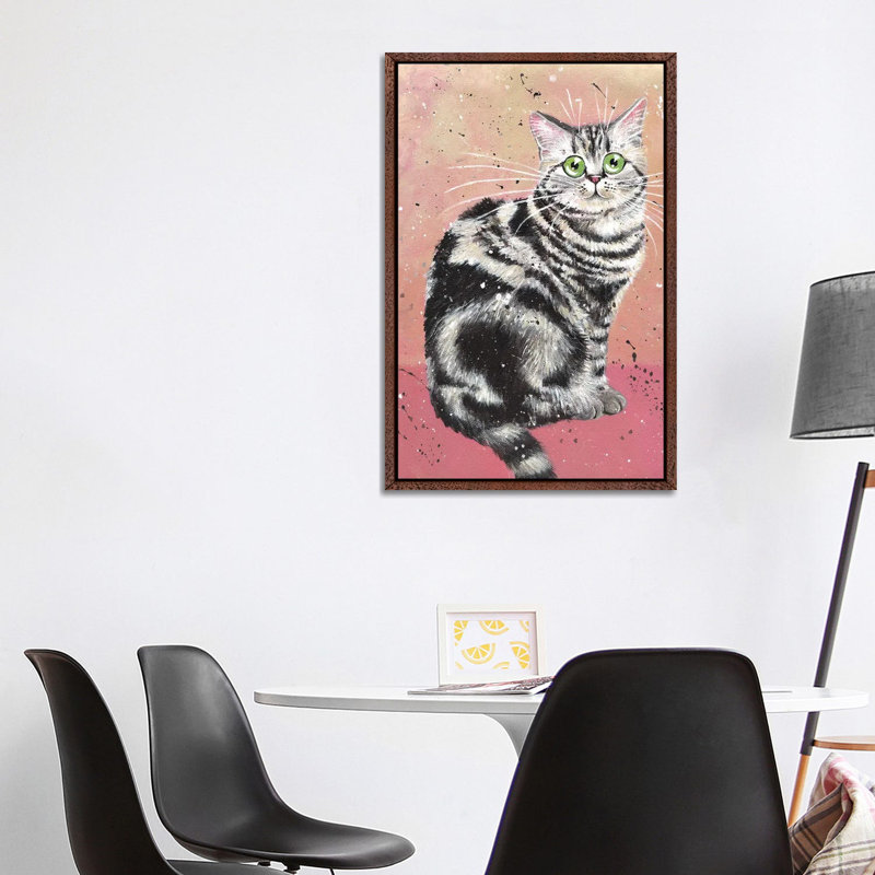 Elvis Cat by Kim Haskins - Print on Canvas, 101.6 cm H x 66.04 cm W, Classic Brown Wood Framed