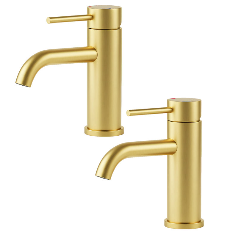 Modern Single Handle Bathroom Vanity Faucet(Set of 2), Brushed Gold