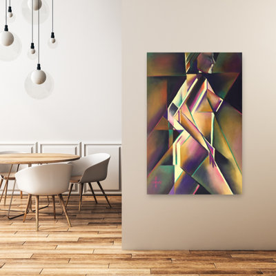 «Geometric Woman in Motion Abstract Colorful Elegant», reproduction d'art murale