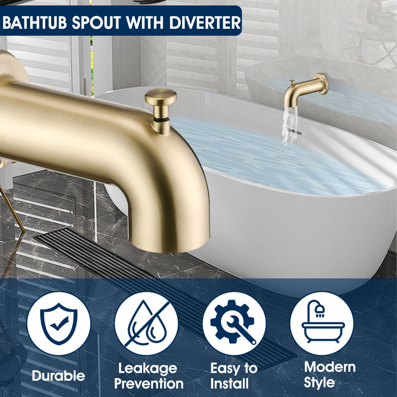 Wall Mounted Tub Spout with Diverter, Brushed Nickel