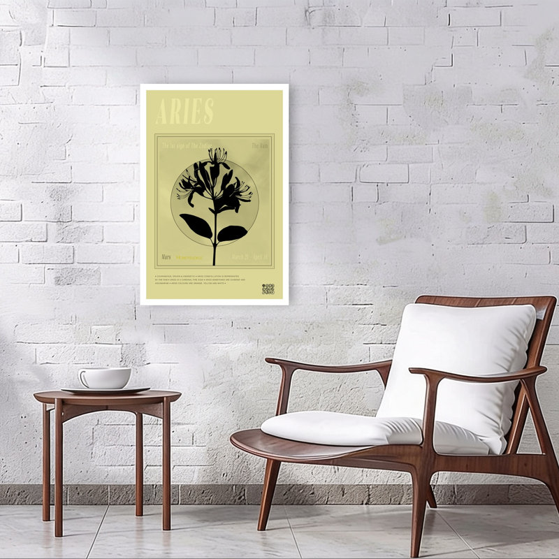 Aries Honeysuckle Zodiac Contemporary Honeysuckle Flower Nature Wall Art Print 1 Piece Wrapped Canvas Wall Art