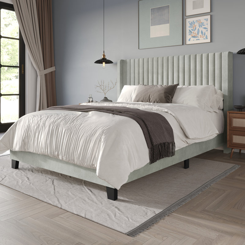Ashland Wingback Panel Bed, Light Gray, Full