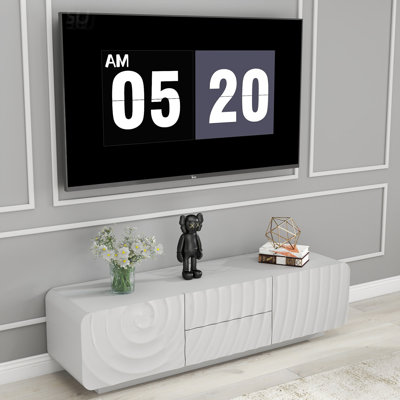 Modern Unique Spiral Wave Design Tv Console With Storage Cabinet And 2 Drawers