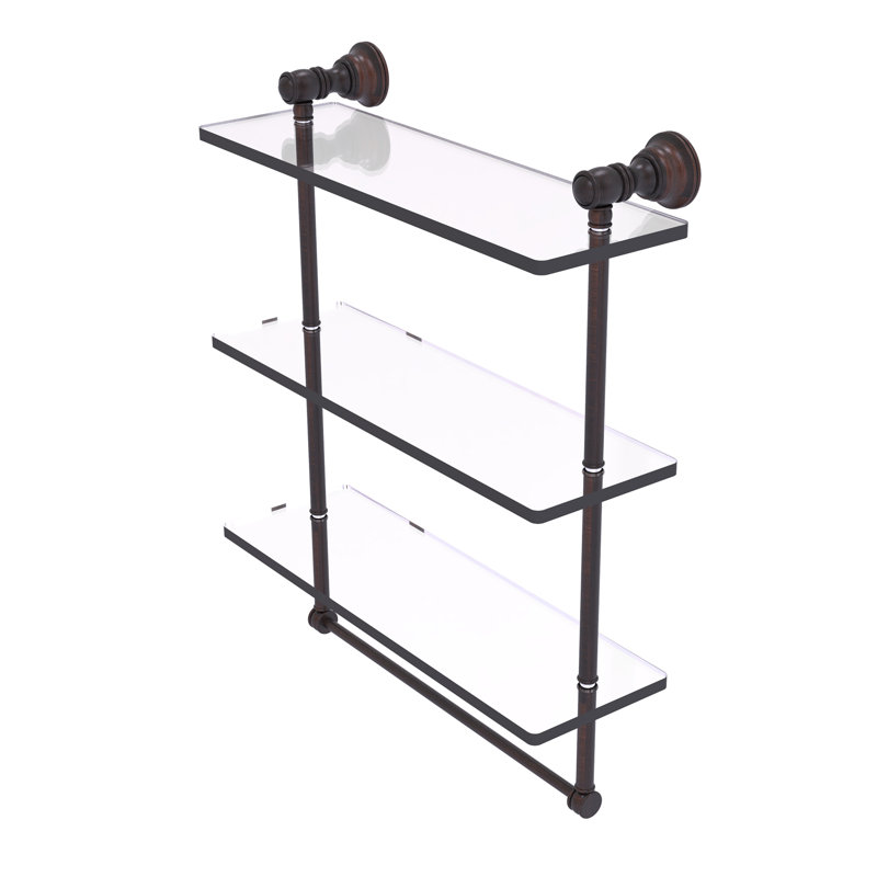 Freyja 3 Piece Glass Tiered Shelf with Towel Bar, Venetian Bronze, 19.7" H x 16" W x 5.54" D