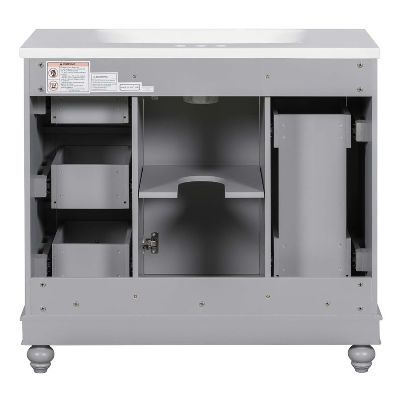 Meuble-lavabo 36 po avec rangement, Gris
