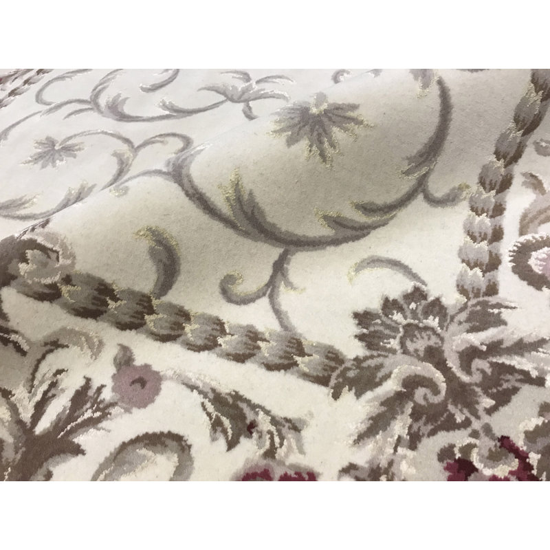 Hand-Knotted High-Quality Ivory Area Rug