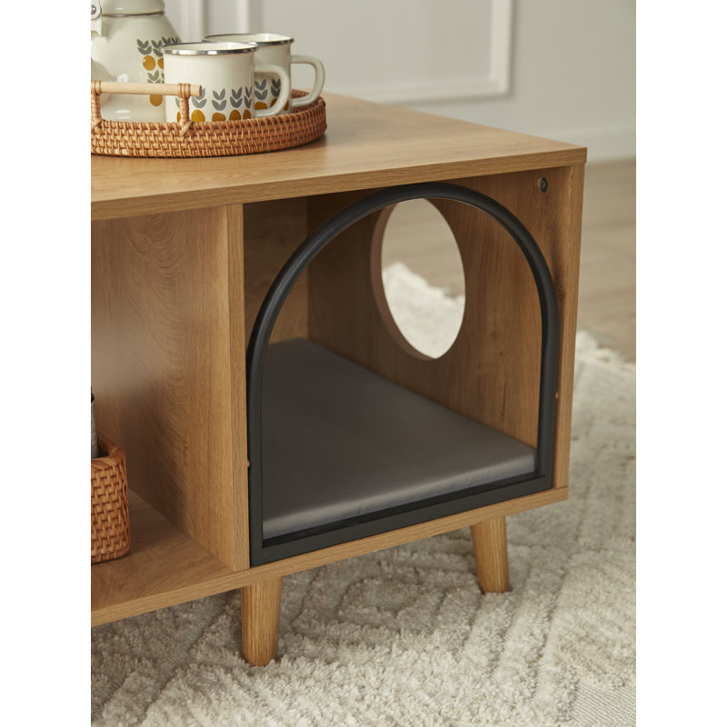 6 Legs Coffee Table With Cat Resting Place, Brown