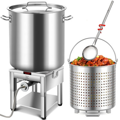 Arc 100Qt Stainless Steel Seafood Boil Pot With 200,000Btu Fortable Propane Burner And 48" Large Spoon, Crab Crawfish Boil Pot And Burner For Outdoors Cooking And Steaming