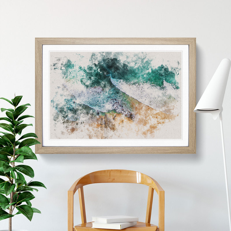 Snapper Rocks Beach In Australia 1 Piece Single Picture Frame Wall Art, 27cm H x 36cm W x 2cm D, Oak Framed
