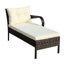 Ensemble de patio 3 pièces pour terrasse extérieure : canapé d'angle avec coussins beiges confortables et table basse pratique avec porte-revues. Meuble : - 2 places, méridienne.