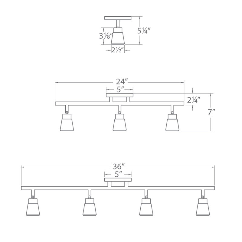 Brushed Nickel 3-Light LED Fixed Rail with Acrylic Diffuser