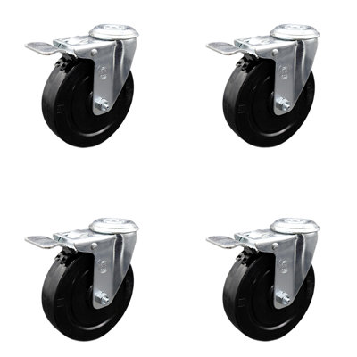 Soft Rubber Bolt Hole Caster with Total Lock Brake
