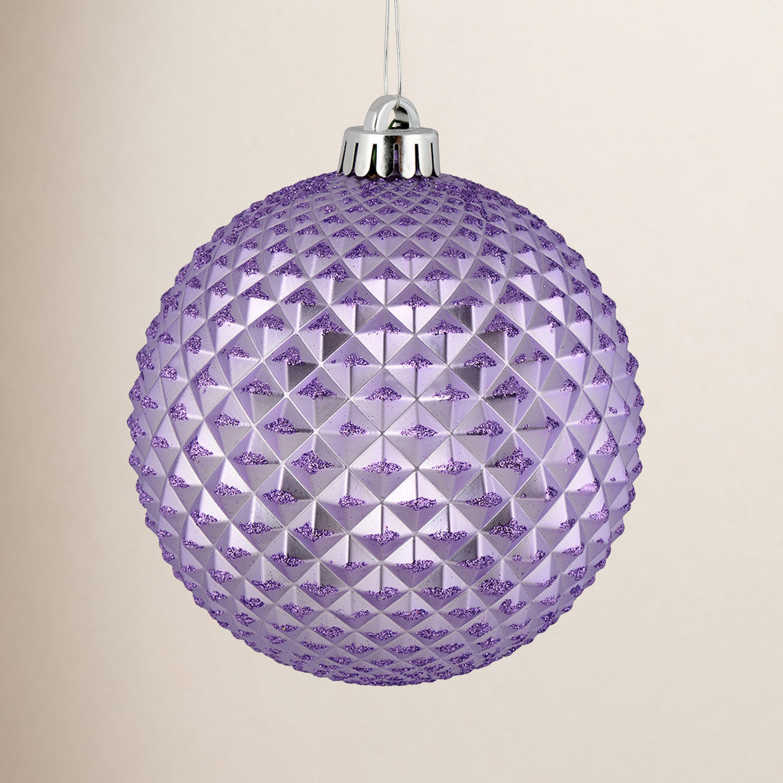 Shatterproof Bauble, Lavender, 4" H x 4" W x 4" D