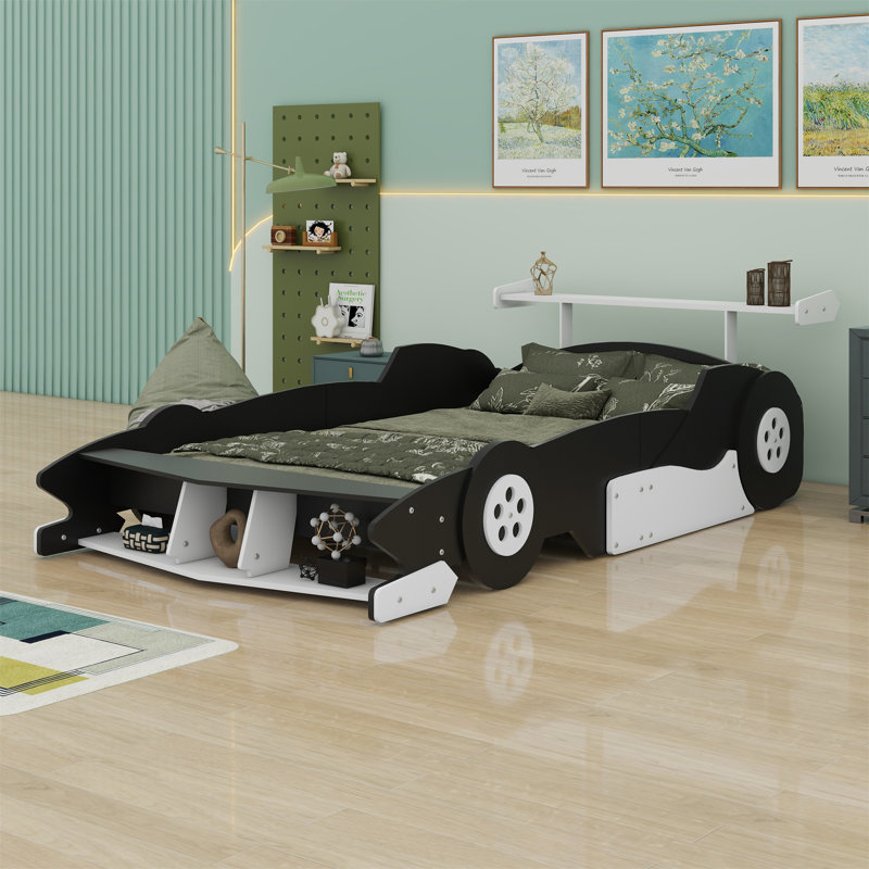 Lit plateforme avec roulettes Race, Noir
