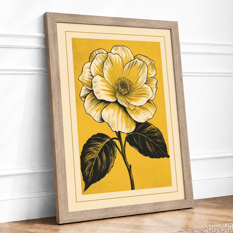 Pale Dahlia Botanical - Print, A1 - 84.1 x 59.4 cm, Oak