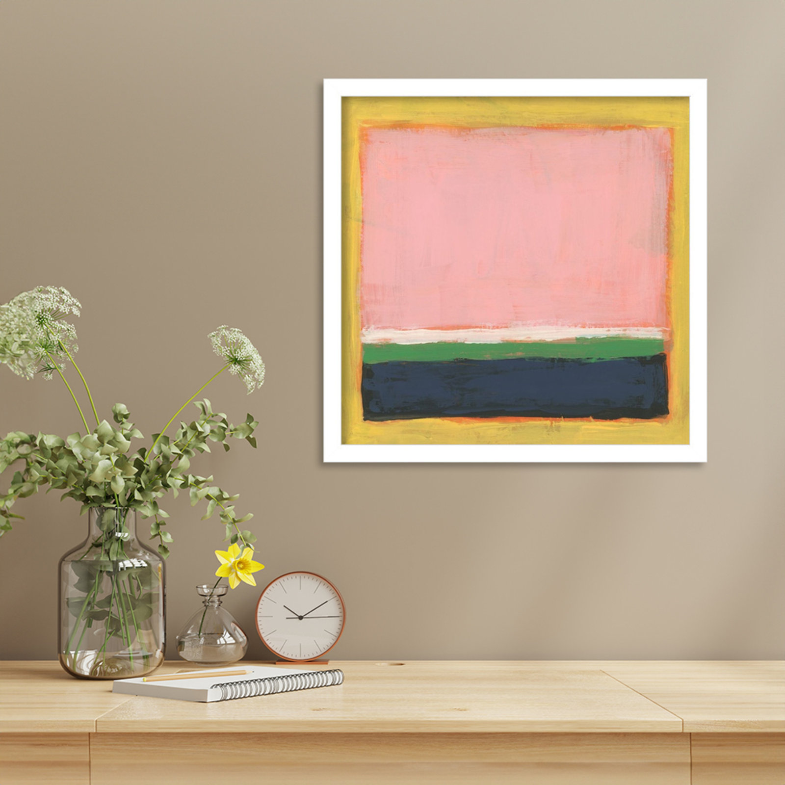 Primary Portal II by June Erica Vess Wood Framed Wall Art Print, 17" H x 17" W, White