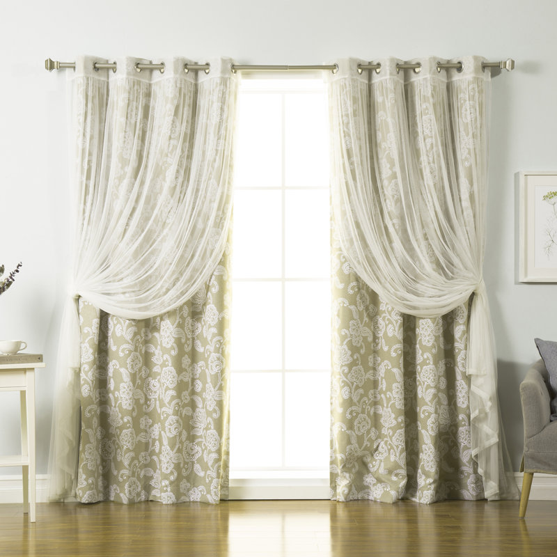 Paire de rideaux semi-transparents avec œillets Ghia, Beige
