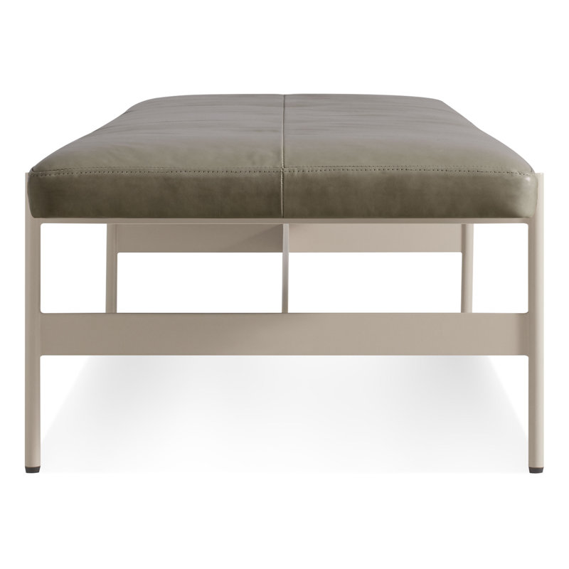 Daybench Leather Dining Bench, Putty, Grey, 14" H x 75" W x 24" D