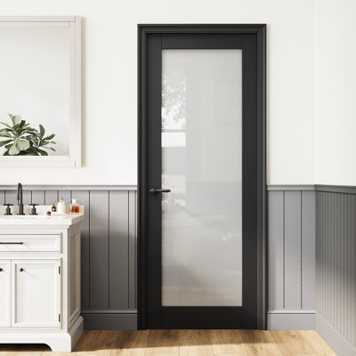 Porte de dalle noire, dalle de porte en verre givré, dalle de porte intérieure en verre trempé en céramique trempée, porte standard à noyau solide, porte de garde-manger, porte de pièce, porte en bois aggloméré