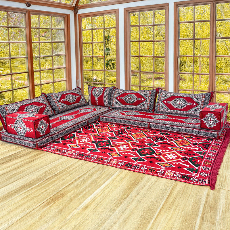Ensemble de sièges de plancher Boho Spice Tone avec coussins de dossier moelleux