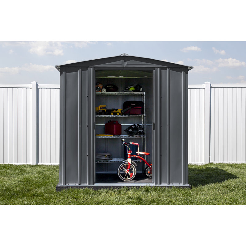 6 ft. x 5 ft. Charcoal Galvanized Steel Storage Shed