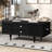 Modern Rectangle Coffee Table with Four Drawers, Two Side Hidden Storage Compartments, 47.2" Wood Coffee Table with Metal Handles and Four Solid Wood Legs for Living Room-2007699889