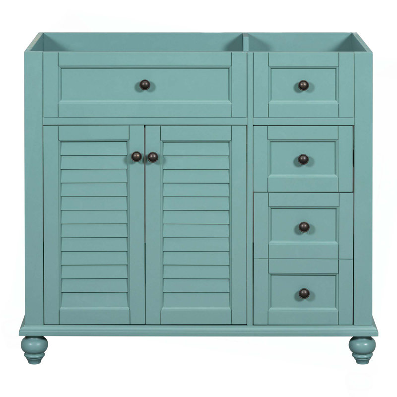 Meuble-lavabo de 36 po sans lavabo supérieur, ensemble de meuble-lavabo autoportant avec 2 tiroirs et portes à fermeture douce, armoire de rangement en bois massif