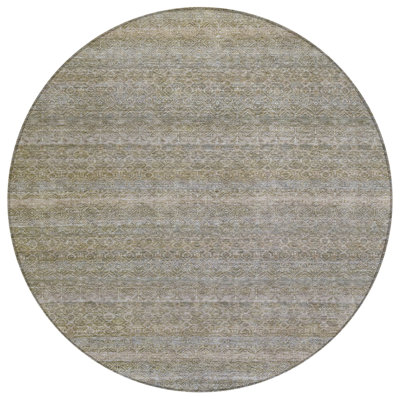 Machine Washable Indoor/Outdoor Xhevrie Khaki Rug