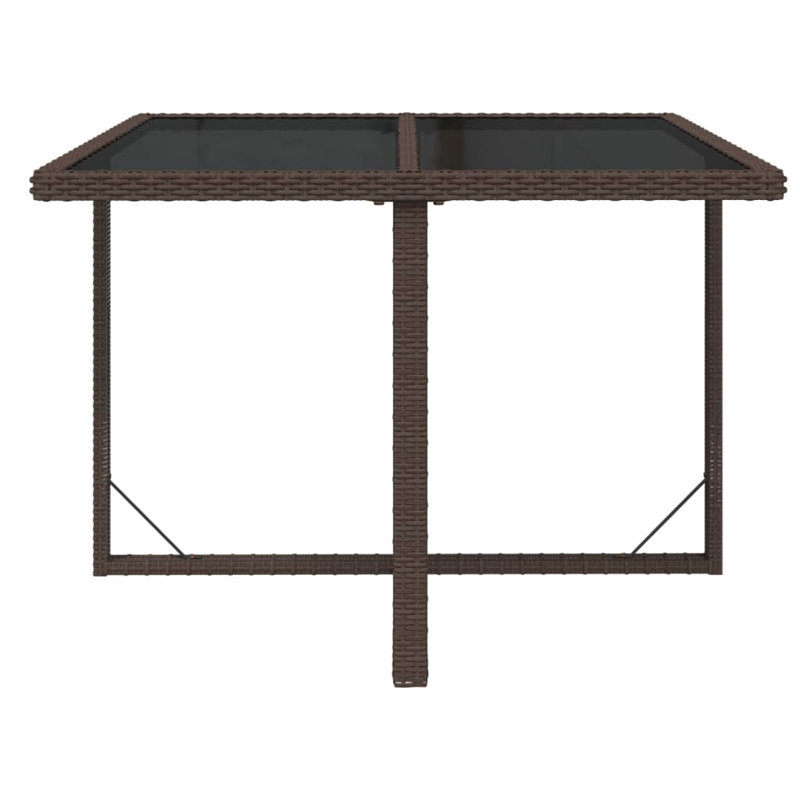 Elyah Rectangular Glass Steel Outdoor Dining Table - 109 cm W 107 cm D, Brown