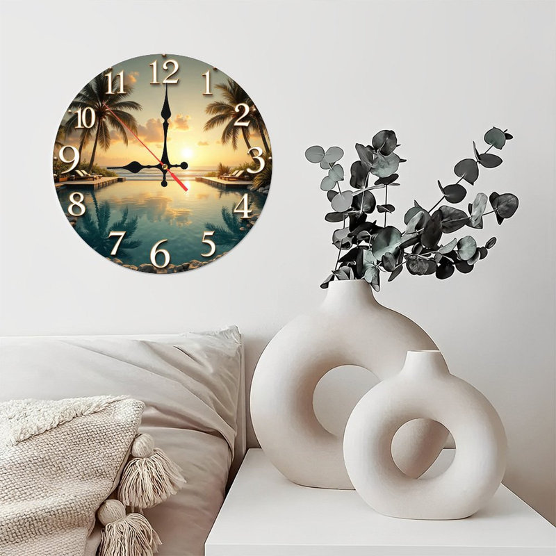 Horloge murale plage tropicale