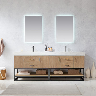 Alistair 84 " W Freestanding Standard 2 Double Vanity Bathroom Vanity With Engineered Stone Top