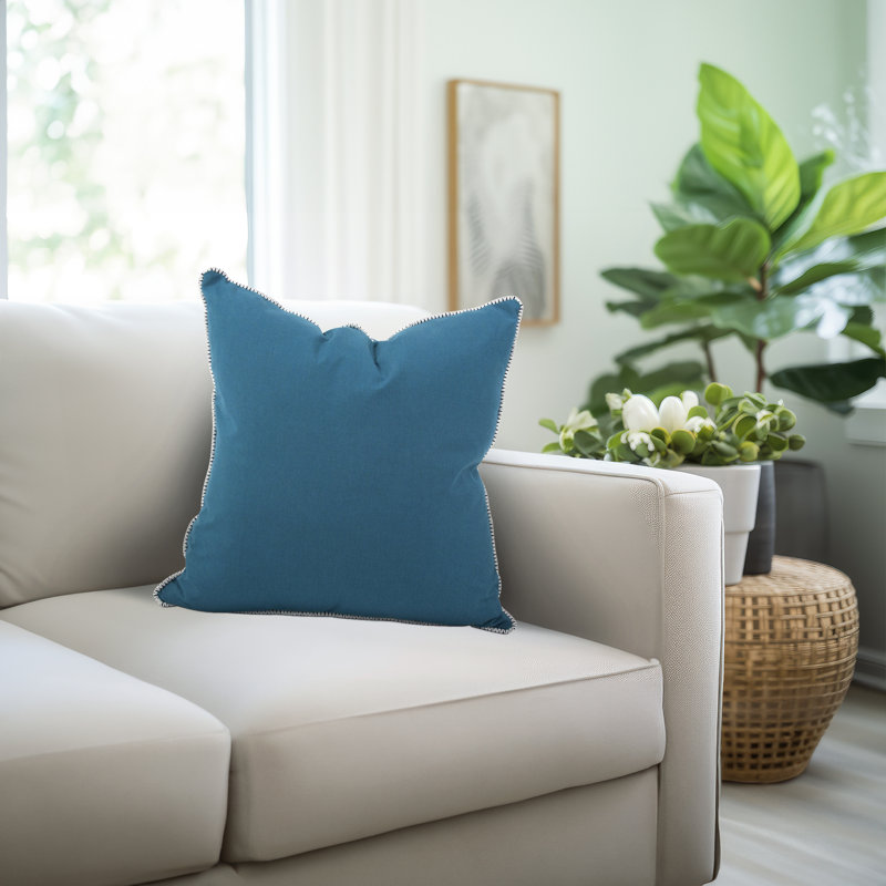 24 x 24 Outdoor Pillow with Dec Cord, Seascape Canyon- Poly Insert, 24" x 24", Seascape Turquoise