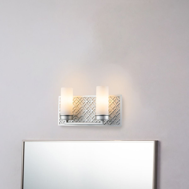 Ziggy 2 Light Vanity in Lacquered, Laquered Silver