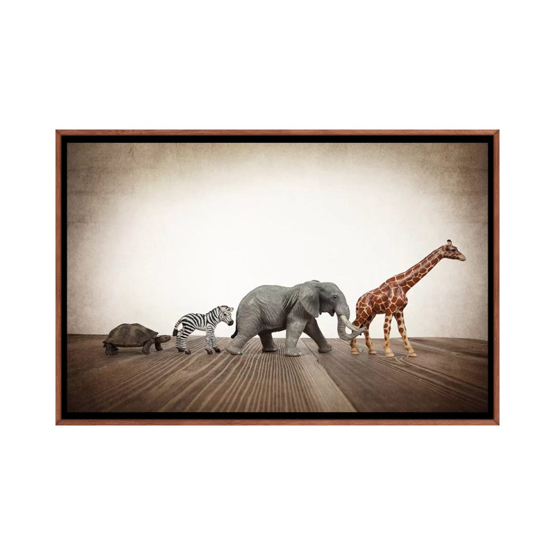 Safari Line I - Print on Canvas, Classic Brown Wood Framed, 66.04 cm H x 45.72 cm W