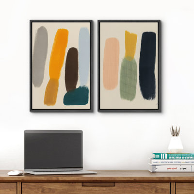 Art mural abstrait, ensemble de 2 reproductions d'art encadrées sur toile