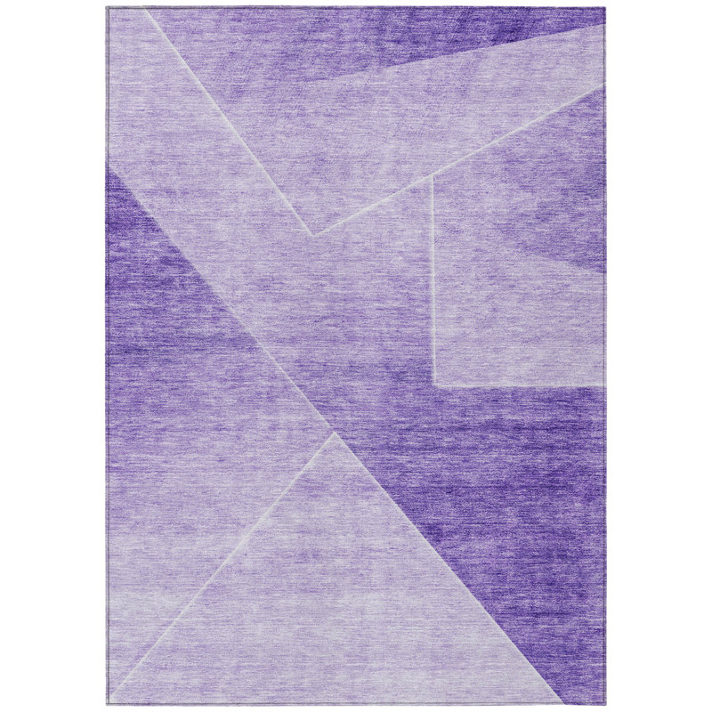 Tapis d'extérieur lavable abstrait mauve et ivoire 10 pi x 14 pi
