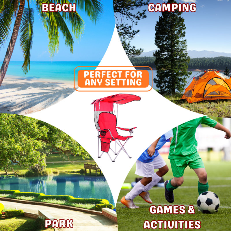 2-Pack Canopy Camping Chairs For Beach, Pool, Sports Games, Fishing, Red