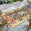 Kilim réversible en laine tissée à plat sur laine 3 pi 5 po x 4 pi 9 po