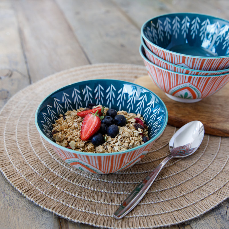 KitchenCraft Colourful Folk Pattern Ceramic Bowls