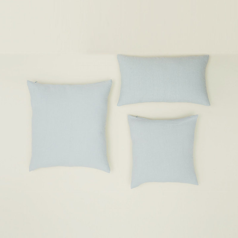 Simple Linen Pillow Cover & Insert, Sky, Rectangle 12" H x 22" W