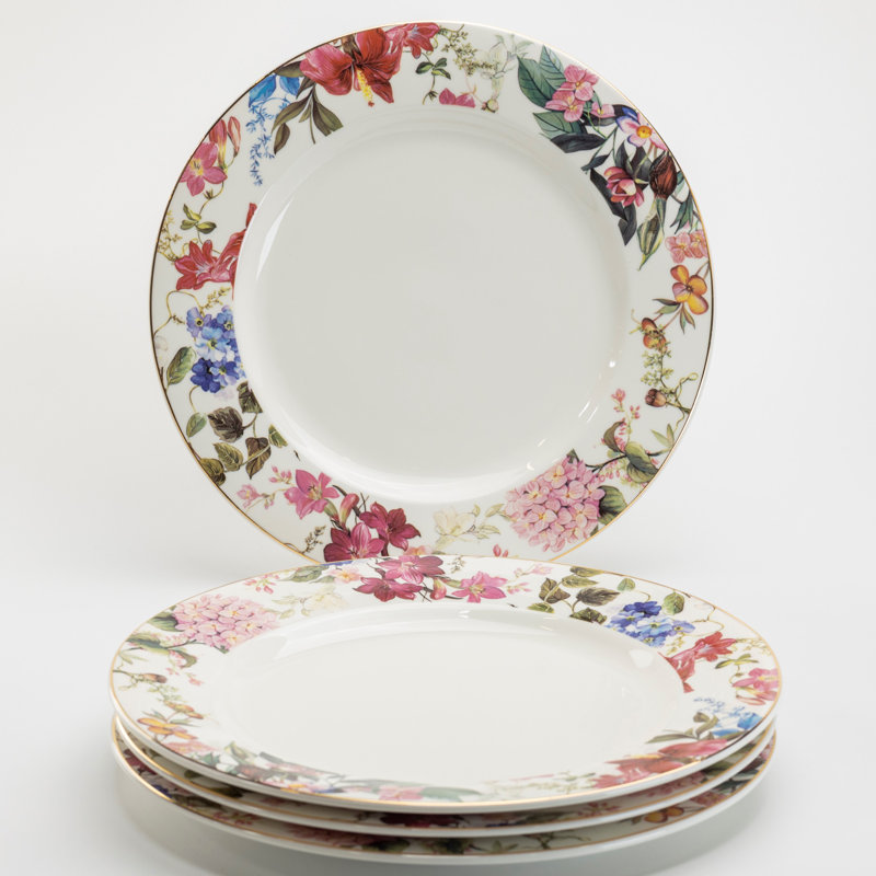 Assiette plate en porcelaine de jardin rose 10,5 po Grace's Tea Ware
