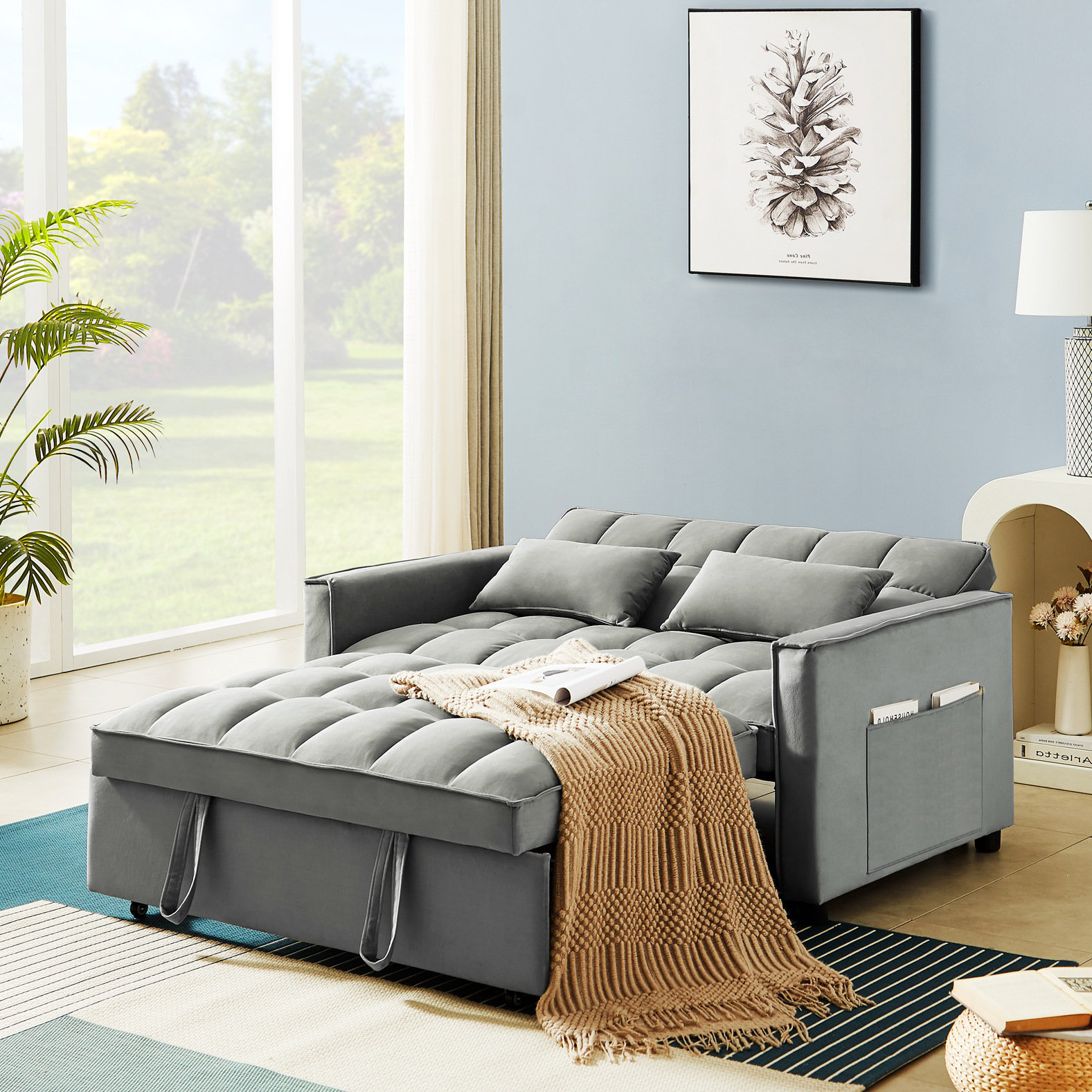 Mercer41 Niloofar 55.33'' Velvet Sleeper Sofa, Sofa Bed Pull Out Couch Sofa  Sleeper & Reviews